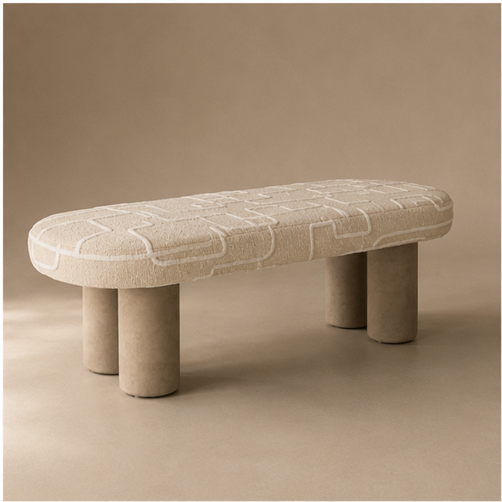 Luxury bench upholstery pattern detail on Giulia x Orly by Marianna Piccolo Collection