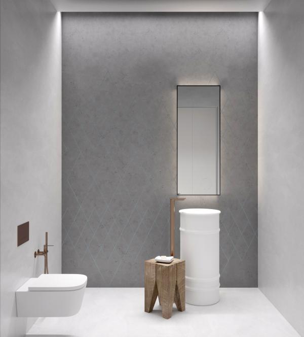 Minimalist bathroom with a floating vanity and a wall-mounted mirror, Jumeirah Beach Villa, Jumeirah 1, Dubai