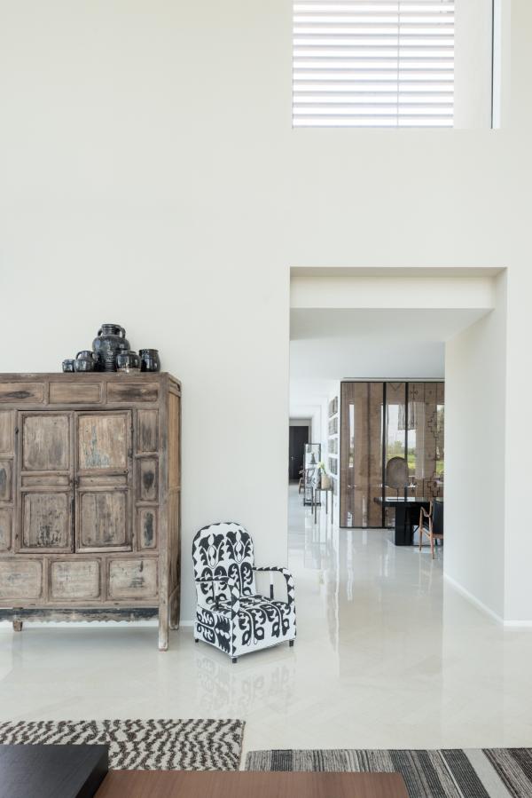 Corridor with antique wooden cabinet, Oberoi Resort, Ajman