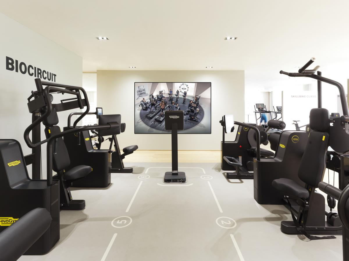 Showroom floor with circuit training equipment, Technogym Headquarters, Dubai